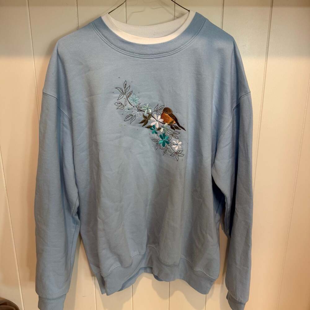 Vintage Morning Sun 90's Crew Neck Song Birds Grandma Sweatshirt - Size XL